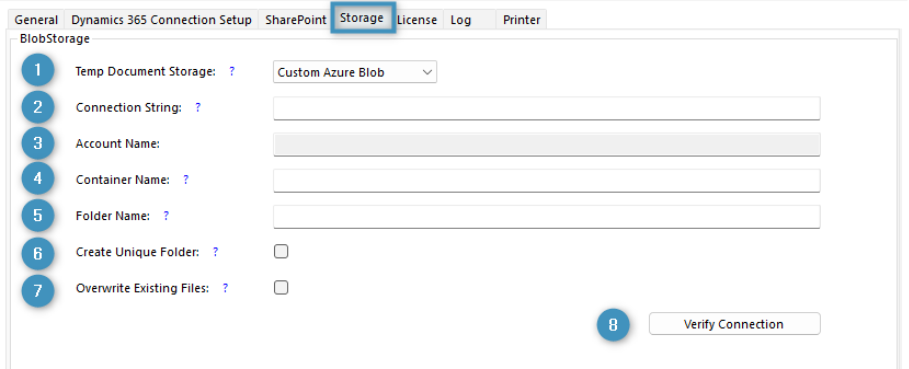 The Storage tab