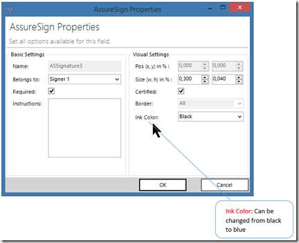 image AssureSign Signature properties.