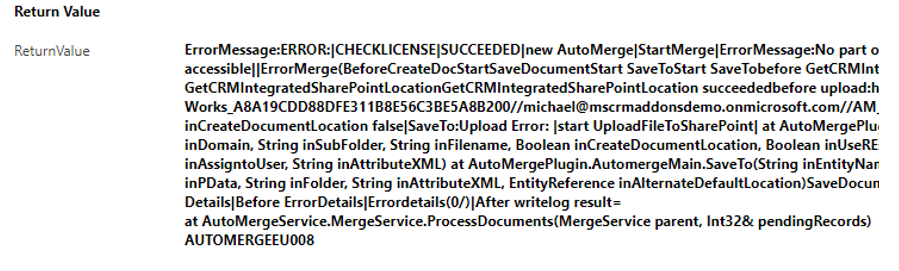 Return Value - Error Message 
