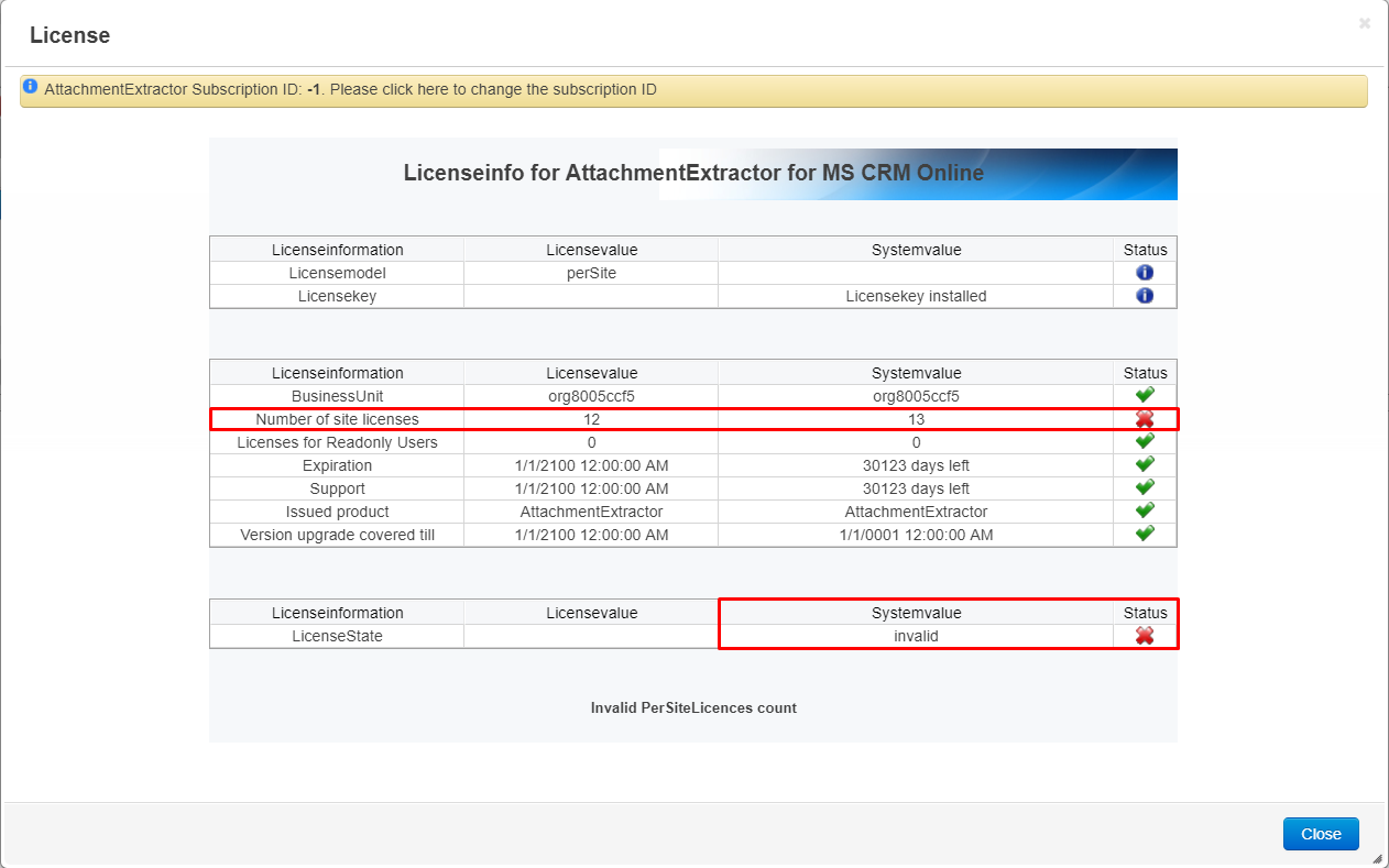 The license information overview will appear