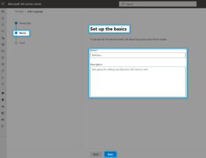 Enter the group name and description.