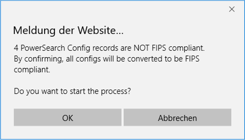 4 PowerSearch Config message