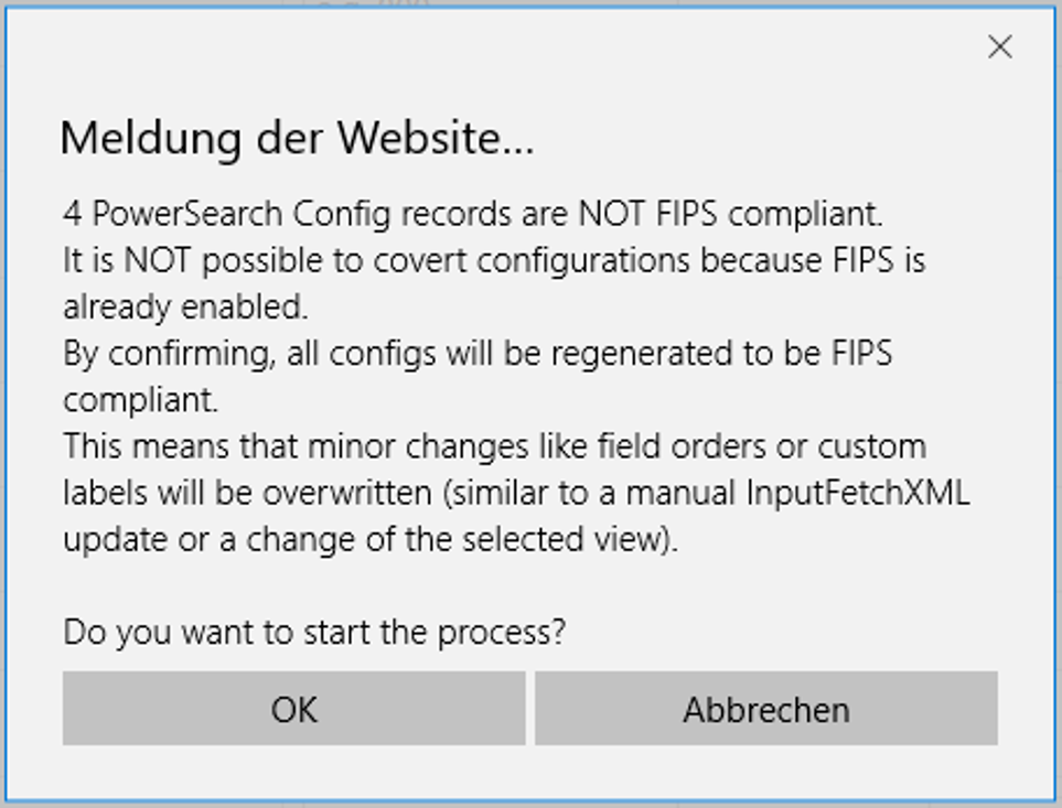 Message if FIPS is enabled