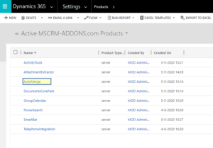 Active MSCRM-ADDONS.com products overview.