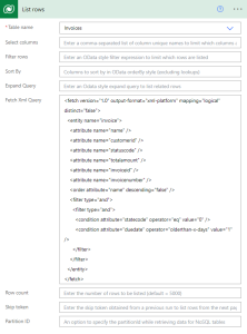 Filtered Fetch XML for "active" invoices.