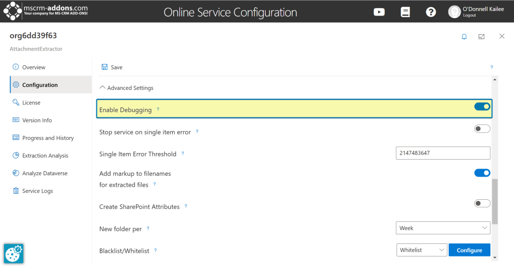 Choose to enable debugging