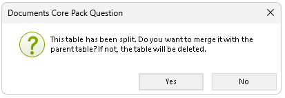 Prompting the user to either merge or delete the split table