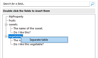 Separating a table