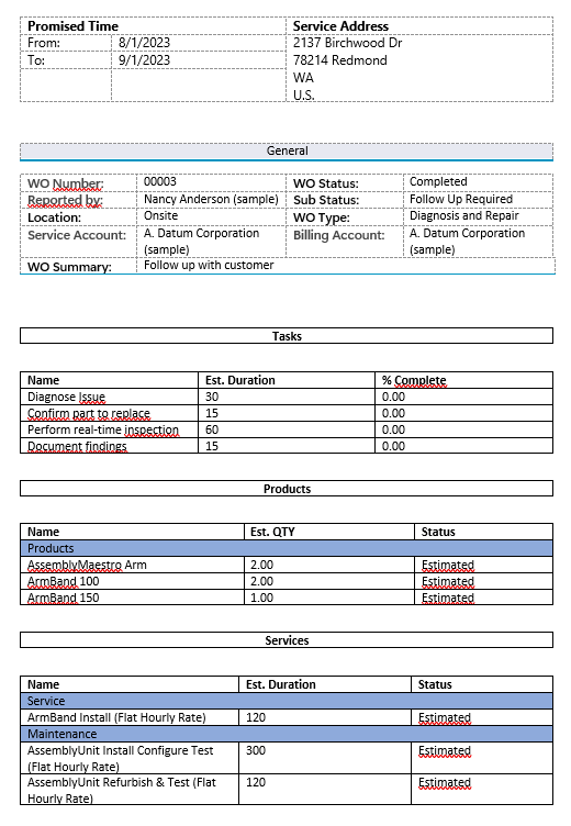 Microsoft Office Templates Work Orders