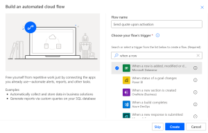 Trigger options for an Automated Cloud Flow