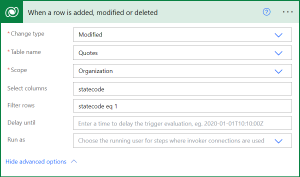 The first flow step: Specify the trigger action