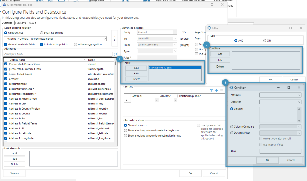 Accessing the condition window for our filter
