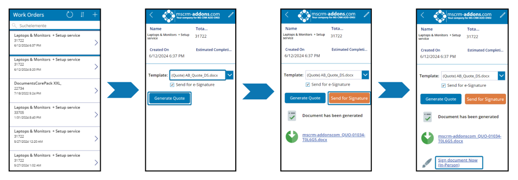 A sample canvas app that allows e-signing for a generated quote document
