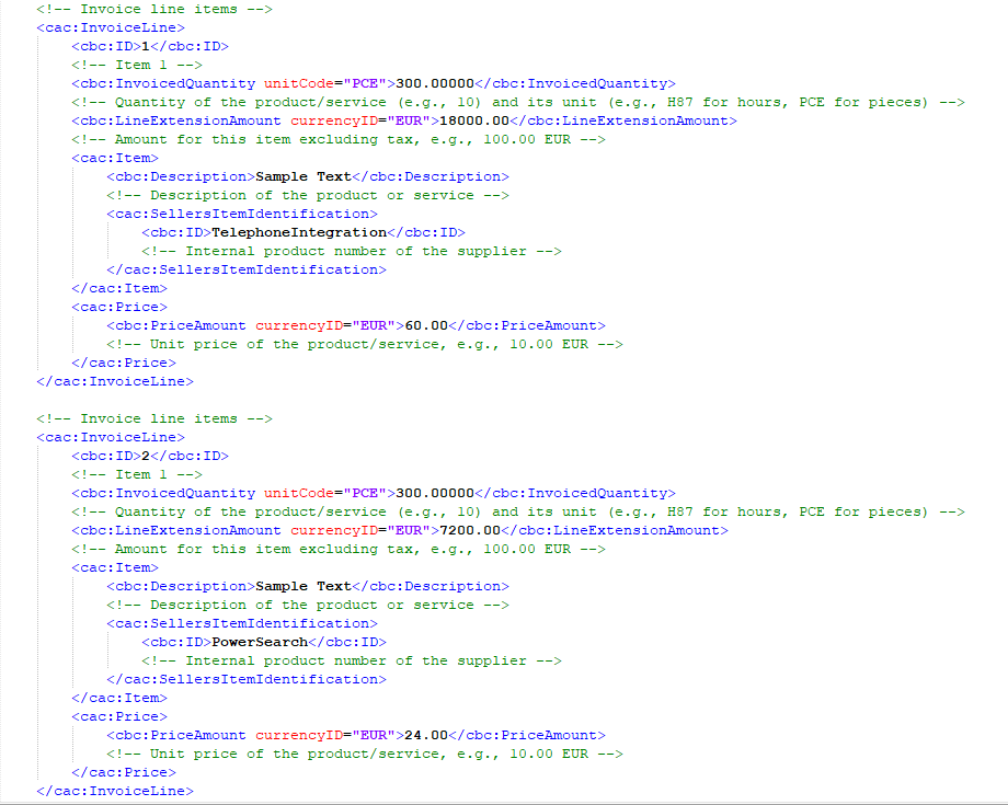 Another section of our generated XML file, showing our duplicated XML blocks created from our dynamic table.