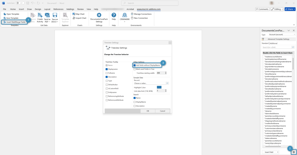 Choose to add fields without a Display Name