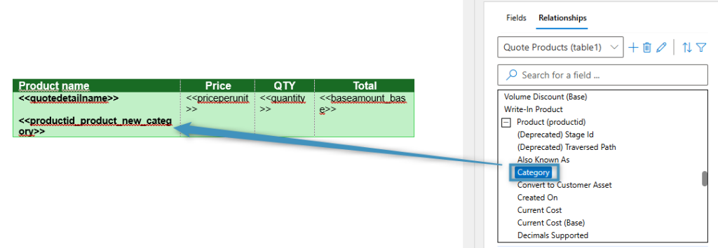 Inserting the category field into our table