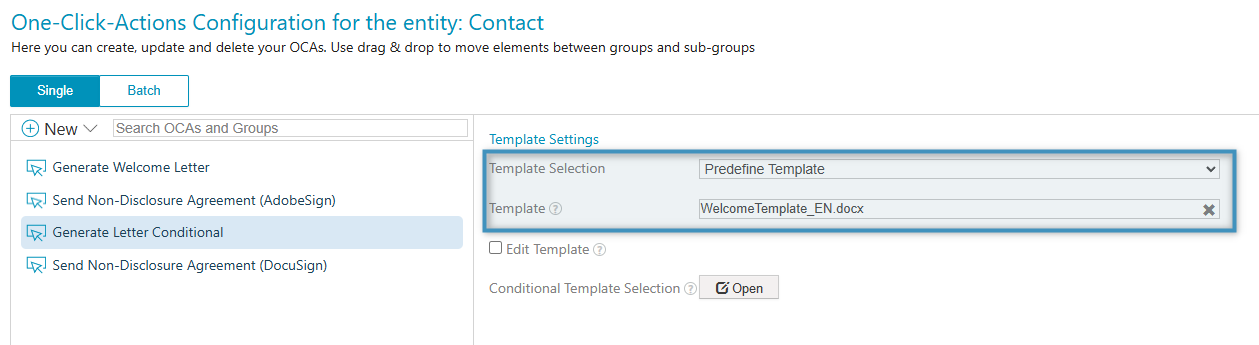 Setting our template in our OCA