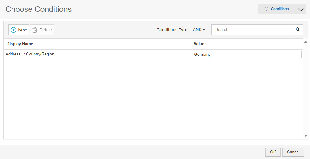 Configuring the condition