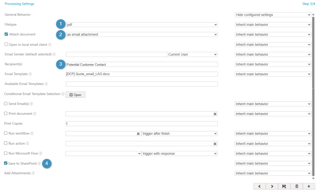 Processing Settings