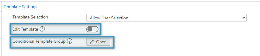 The Allow User Selection option and its settings