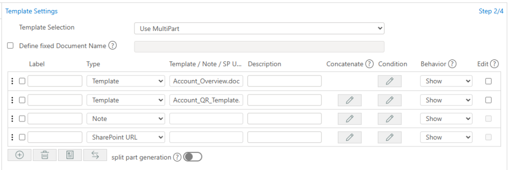 Configuring a MultiPart OCA