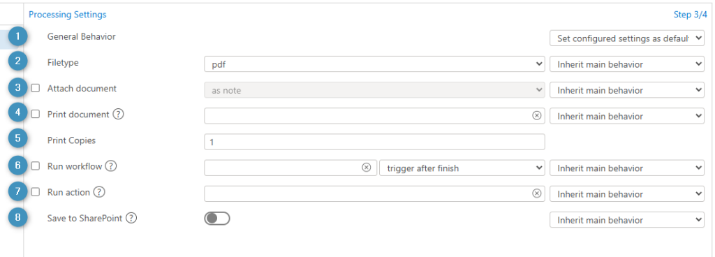 Processing Settings
