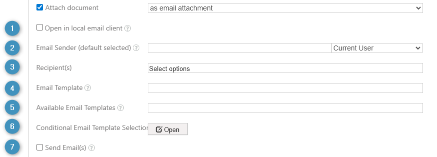 Email attachment settings