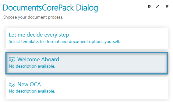 Selecting our OCA in the DCP Dialog