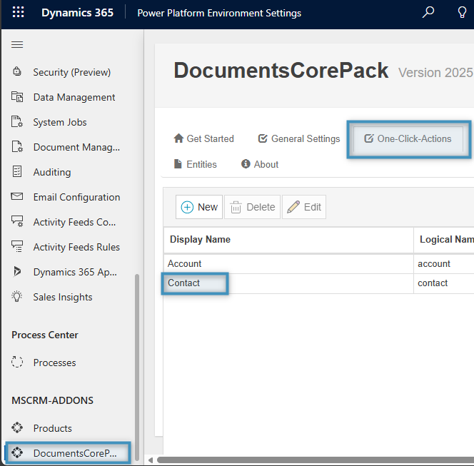 Locating DocumentsCorePack in Dynamics 365 Advanced Settings