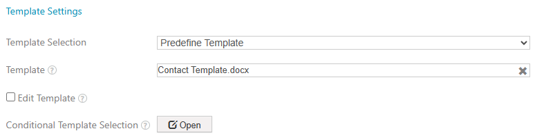 The Template Settings window
