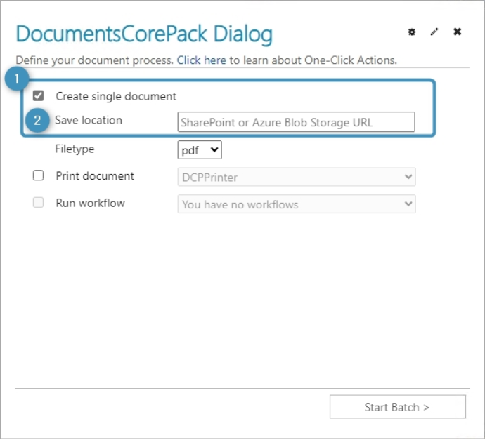 DCP single document setting