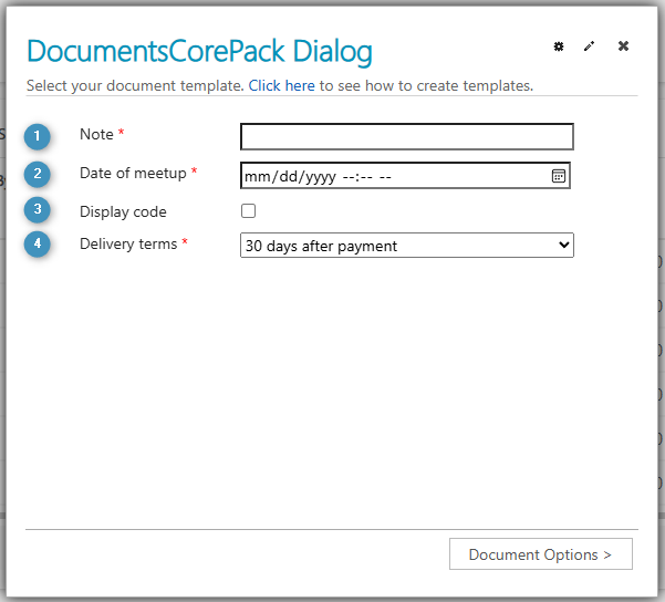 Our various prompts in the DCP Dialog