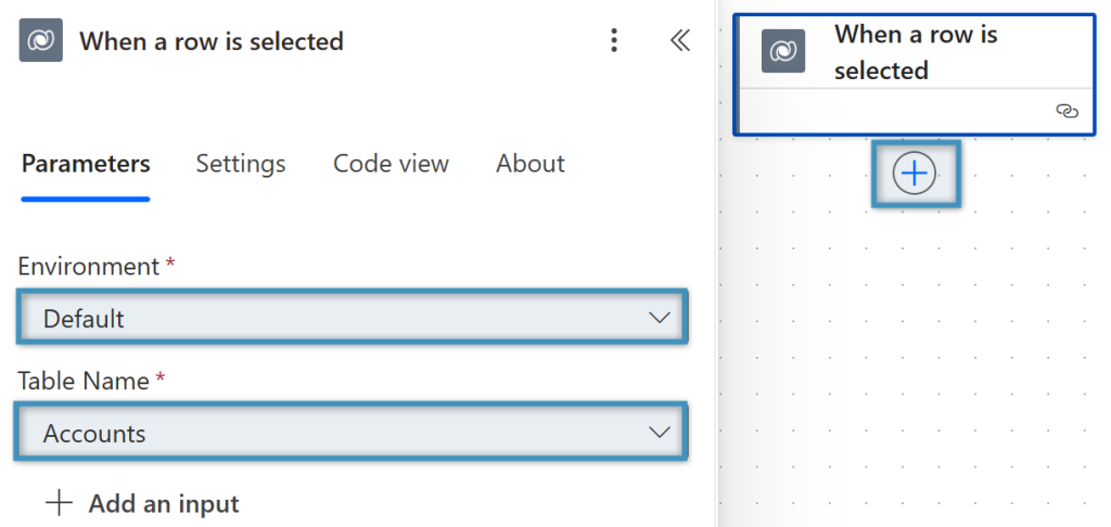 Selecting an environment and table name