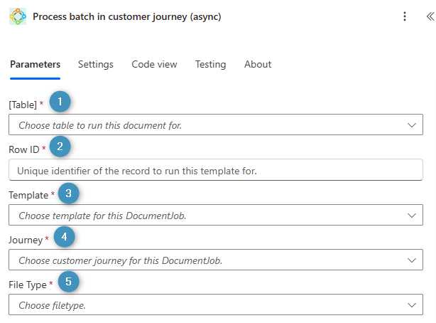 Process batch in customer journey (async) (basic parameters)