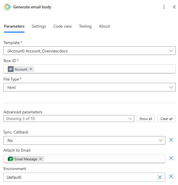 Generate email body