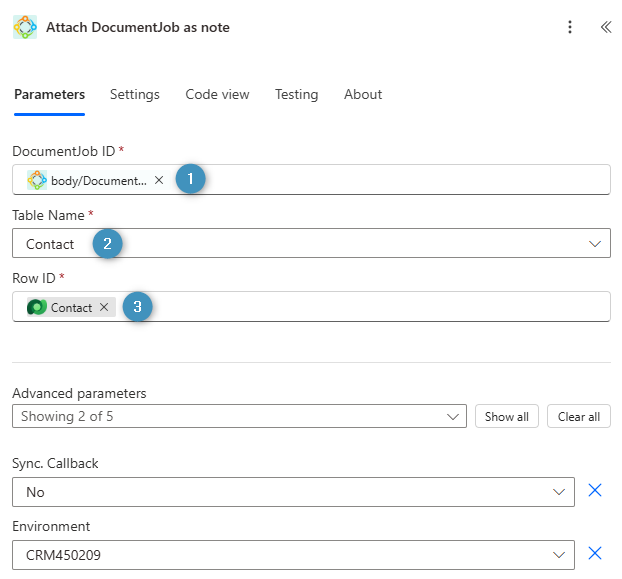 The ‘Attach DocumentJob as note’ action