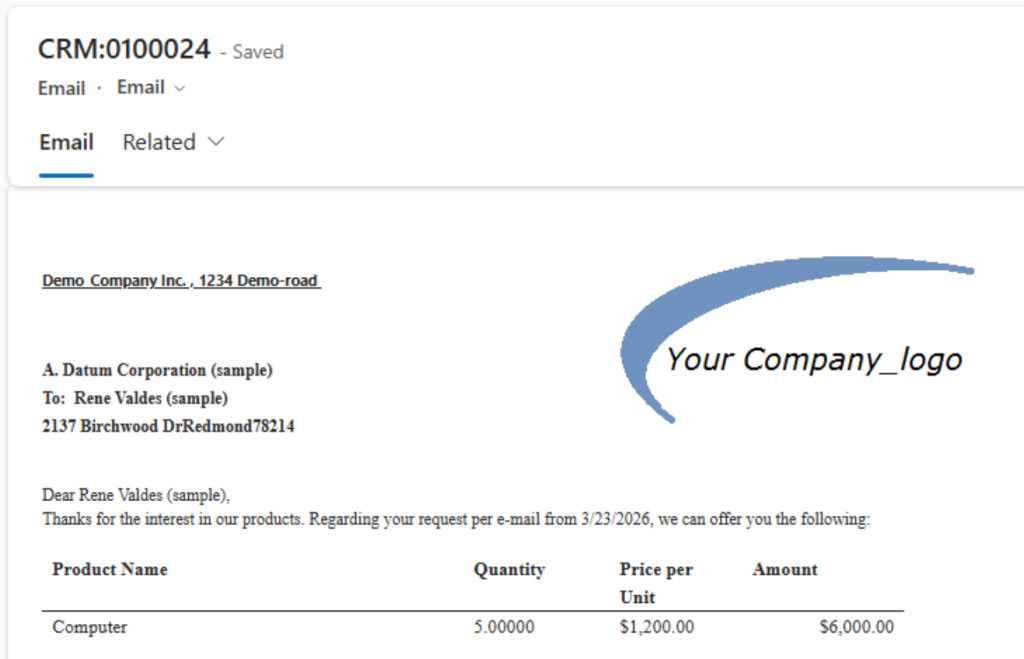 Sample result 
