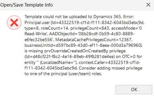 Error message for users who lack permission