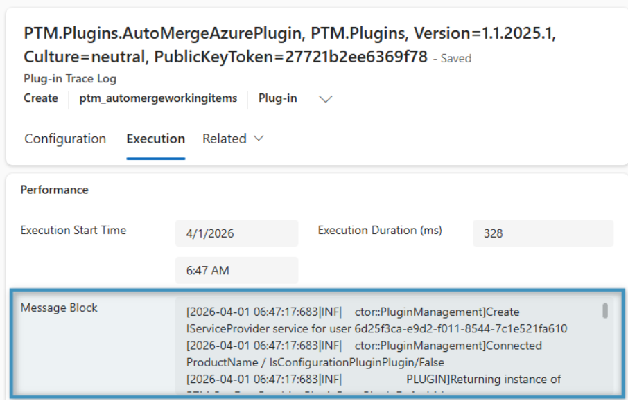 The log files in the Message Block field