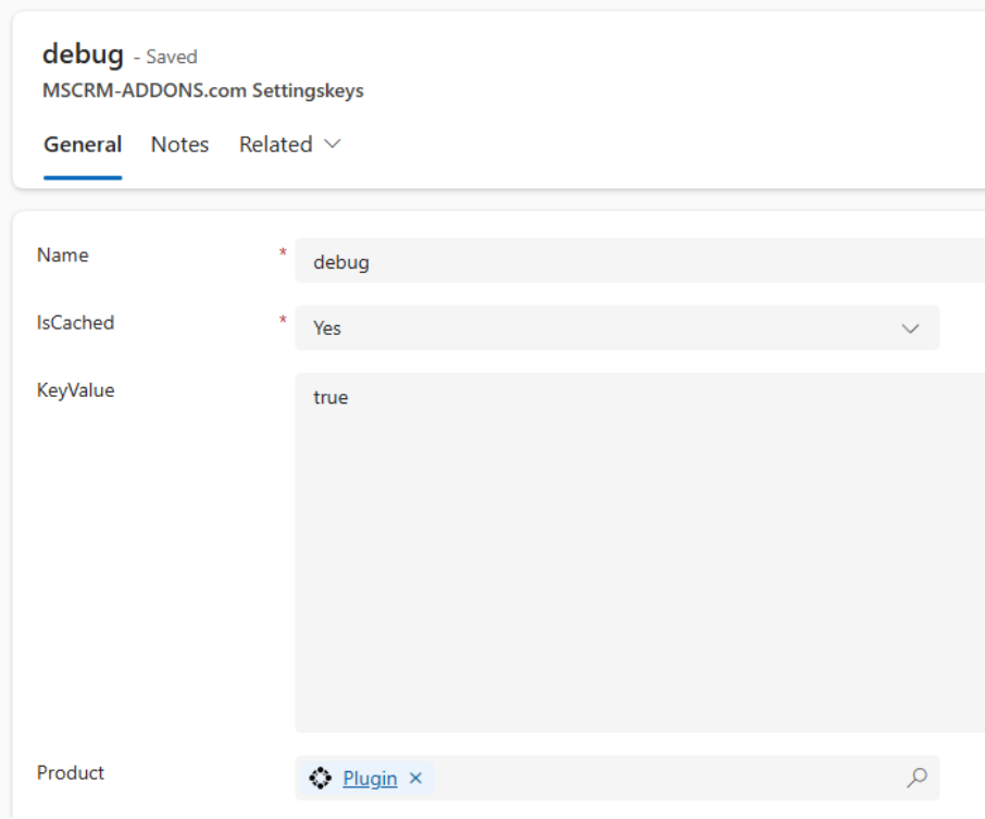 Creating the debug Settingskey