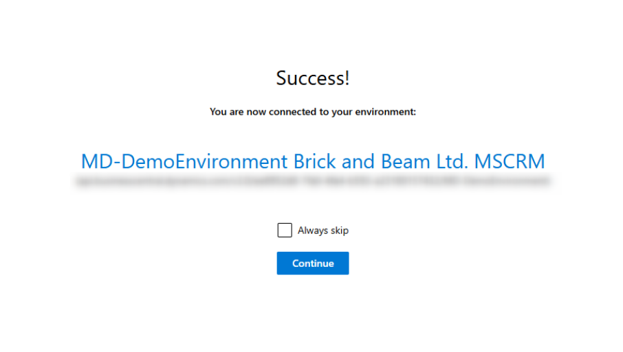 Successfully connecting to our environment