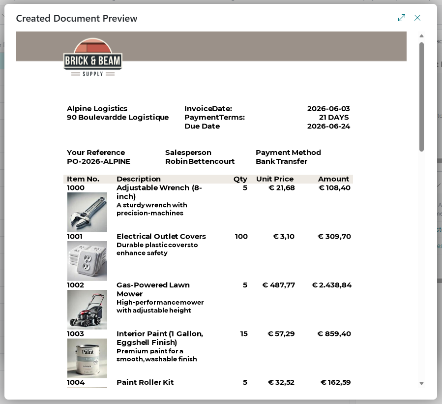 Our Created Document Preview