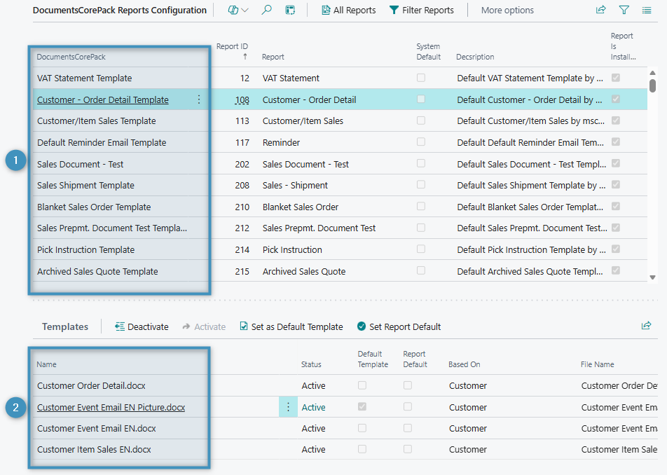 The DCP Reports Configuration page