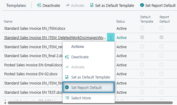 Setting a DCP template as the default template