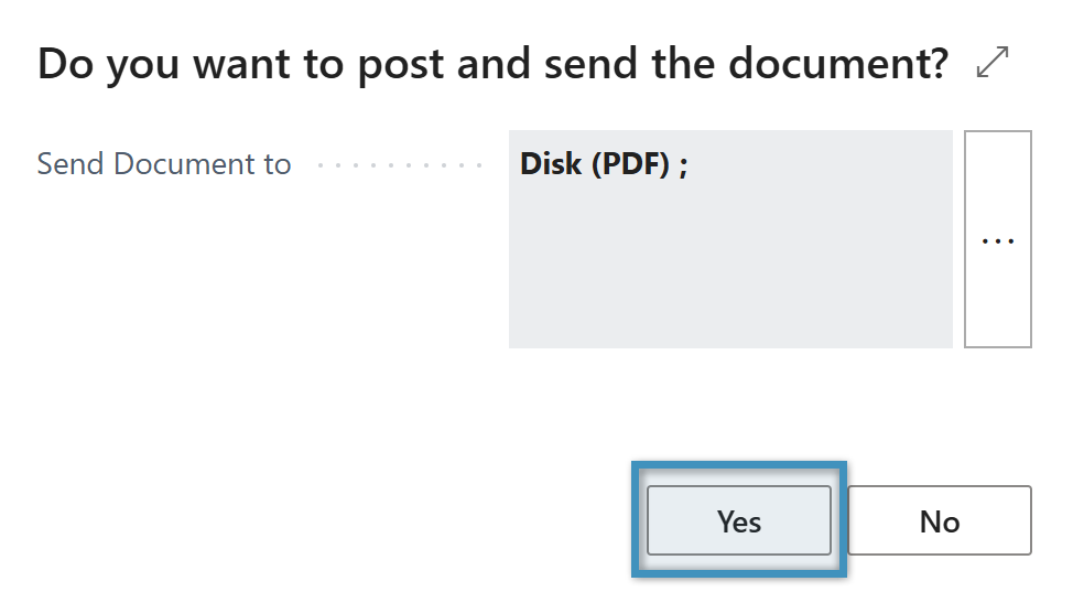 Confirming the posting and sending of the sales invoice