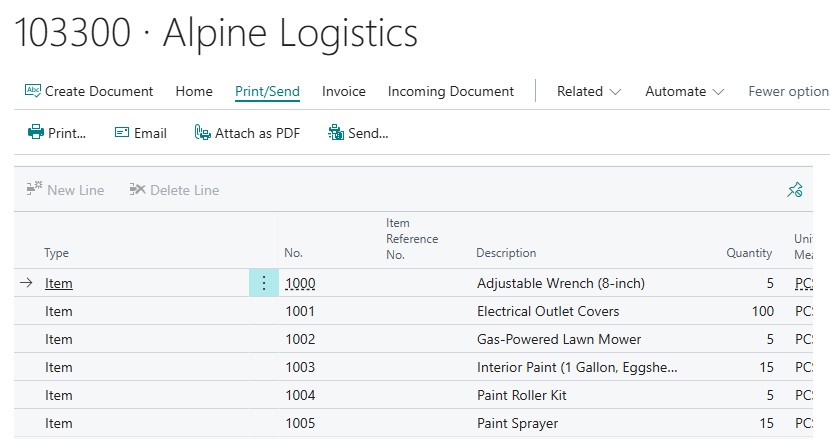 A record in Business Central. The data from this record shown here will be used in our report